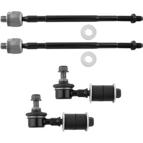 2Pcs Front Inner Tie Rod End Links + 2Pcs Front Stabilizer Sway Bar End Links Fit For Mitsubishi Outlander 2003-2006 LS Limited SE XLS Sport Utility 4-Door 2.4L Replace# ‎K750181 EV800355