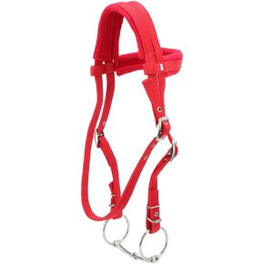 TOPINCN Horse Bridle with Rein, Red Adjustable Horse Halter Harness Horse Bridle Headstall Horse Headstalls Horse bit with Soft Cushion Adjustable Horse Bridle Reins