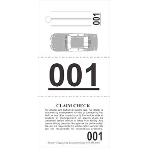 Valet Parking Tickets (1000) - Vehicle Claim Tags with Car Diagram - Valet Stubs Perforated - Auto Key Tags 3 Part White - Index Stock 110Lb Numbered 000-999 - by SavQuickPrinting (1000)