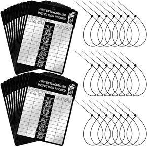 Fire Extinguisher Tags Maintenance Tags Service Record Tags Monthly Inspection Tags 4 Year Fire Extinguisher Inspection Tags with Cable Zip Ties, 3 x 2.25 Inches (40)