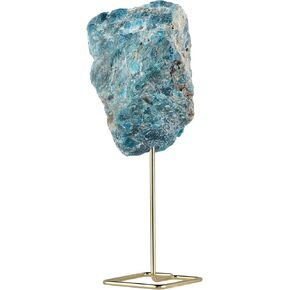 mookaitedecor Natural Blue Apatite Raw Rough Stone with Stainless Stand, Gemstone Specimen Healing Crystal Stone Display for Office Home Decor 6.7"-7.8" Tall in Saudi Arabia