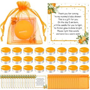 50 Sets Little Cutie Baby Shower Party Favors Cutie Baby Shower Decorations Includes 50 Tea Light Candles for Guests 50 Thank Tags and 50 Return Gift Bags for Baby Gender Reveal Party