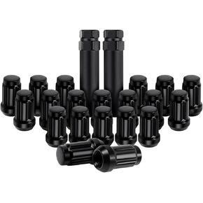 ECCPP Wheel Lug Nuts 12x1.5 20 Pieces +2 Keys Black Thread Close End Spline Tuner Racing Lug Nuts for 1960-2014 for Chevrolet Corvette 1982-2004 for Chevrolet S10 1976-2014 for Honda Accord