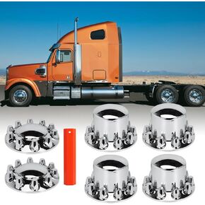غطاء محور العجلة الأمامي والخلفي، غطاء محور 33 مم، أغطية صامولة لولبية لشاحنات Freightliner Kenworth Peterbilt Semi Trucks (مجموعة قبعات المحور القياسية) in Kuwait