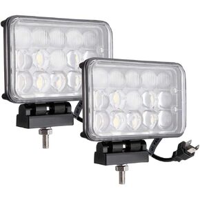 Super Bright Off-Road 4x6 inch Rectangular LED Fog Light/Headlight/Work Light for Truck & Tractor, 3000K Amber Hi/Low Beam, 12V/24V DC, Plug & Use H4 Connector, Corrosion & Vibration Resistant, 2-Pack