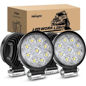 Nilight LED Pods 4Pcs 4.5Inch 42W 4200LM Round Spot Light Off Road Lights Fog Lights Off Road Driving Lights Roof LED Light Bar Work Light for Motorcycles ATV UTV SUV Truck Boat, 2 Years Warranty