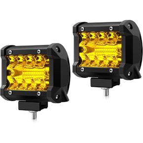 WinPower 4 Inch LED Pods, 120W 1200LM Flood Spot Combo Beam Pods Lights Off Road Light Bar Fog Lights Driving Work Light for Truck Pickup ATV UTV SUV Trailer Boat, Yellow