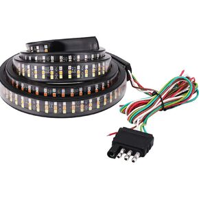 LED Tailgate Light Bar Triple Row, 60 Inch Tail Light Bar for Pickup Trailer SUV RV Van,Sequential Red Brake White Reverse Amber Turn Signal Strobe Light,No Drill Install in Kuwait