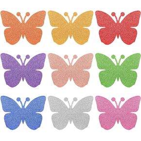 Whaline 45Pcs Christmas Tree Cutouts Glitter Pine Tree Shape Paper Cut-Outs Xmas Colorful Bulletin Board Decor with 100Pcs Glue Points for DIY Crafts Party Home Classroom
