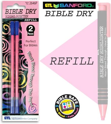 Bible Dry Highlighter Refills (2) Pink Carded in Saudi Arabia