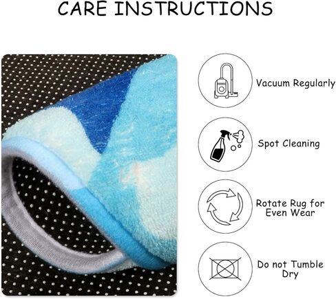 سجادة لايف بوكس ​​للأطفال على شكل فراشة لغرفة نوم الأطفال، سجادة منطقة قابلة للغسل مقاس 91.44 سم × 119.38 سم لغرفة اللعب، سجادة ملونة غير قابلة للانزلاق للحضانة، سجادة لعب أرضية فائقة النعومة لفصل مدخل النوم، أزرق in Kuwait