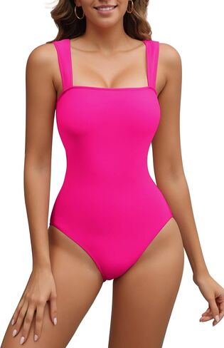 ملابس سباحة نسائية من قطعة واحدة ملابس سباحة للتنحيف والتحكم في البطن ملابس سباحة لطيفة برقبة مربعة رافعة للصدر مونوكيني لباس سباحة in Kuwait