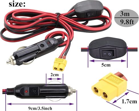 (2Pack 16AWG XT60 to Cigarette Lighter Cable,12V Cigarette Lighter Male Plug to XT60 Female Adapter Extension Cable Compatible for Freestyle FPV Drones Battery Charging Cable.(0.3m/1ft-F) in Saudi Arabia