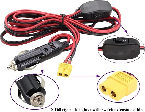 (2Pack 16AWG XT60 to Cigarette Lighter Cable,12V Cigarette Lighter Male Plug to XT60 Female Adapter Extension Cable Compatible for Freestyle FPV Drones Battery Charging Cable.(0.3m/1ft-F) in Saudi Arabia