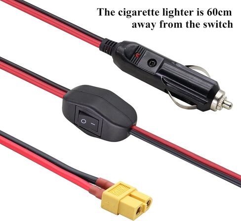(2Pack 16AWG XT60 to Cigarette Lighter Cable,12V Cigarette Lighter Male Plug to XT60 Female Adapter Extension Cable Compatible for Freestyle FPV Drones Battery Charging Cable.(0.3m/1ft-F) in Saudi Arabia