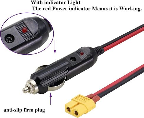 (2Pack 16AWG XT60 to Cigarette Lighter Cable,12V Cigarette Lighter Male Plug to XT60 Female Adapter Extension Cable Compatible for Freestyle FPV Drones Battery Charging Cable.(0.3m/1ft-F) in Saudi Arabia