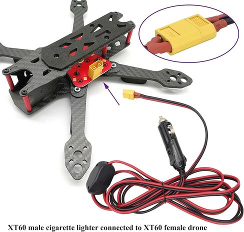 (2Pack 16AWG XT60 to Cigarette Lighter Cable,12V Cigarette Lighter Male Plug to XT60 Female Adapter Extension Cable Compatible for Freestyle FPV Drones Battery Charging Cable.(0.3m/1ft-F) in Saudi Arabia