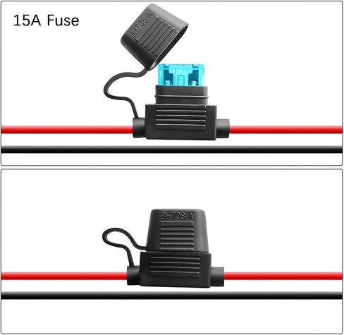 Car Cigarette Lighter Socket, 12V Cigarette Lighter Splitter Adapter with 15A Blade Fuse, 2 Socket Power Outlet Replacement with Covers and Cable Bare Wire, Fit for RV Marine Boat in Saudi Arabia