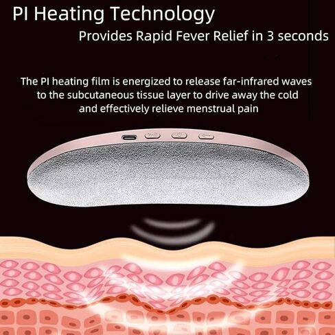 Heating Massage Pad for Menstrual Cramps Relief,Portable Fast Heating Pad for Belly/Back with Belt,Cordless,3 Adjustable Temperature and 3 Massage Modes,Gifts for Girl＆Women,Pink in Kuwait