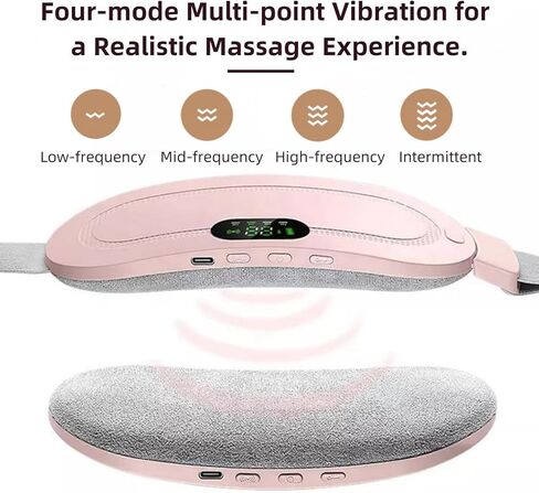 Heating Massage Pad for Menstrual Cramps Relief,Portable Fast Heating Pad for Belly/Back with Belt,Cordless,3 Adjustable Temperature and 3 Massage Modes,Gifts for Girl＆Women,Pink in Kuwait