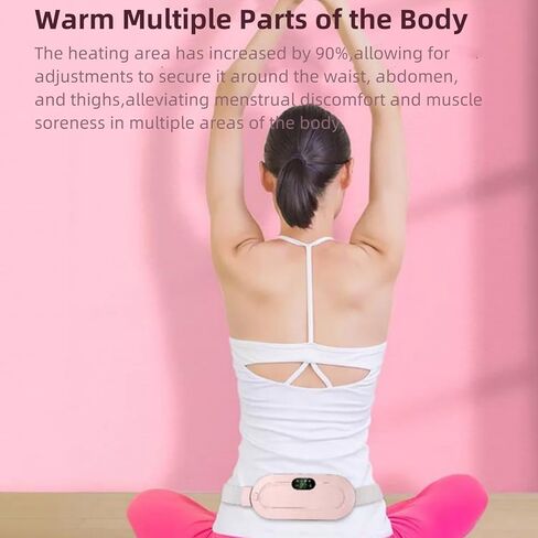 Heating Massage Pad for Menstrual Cramps Relief,Portable Fast Heating Pad for Belly/Back with Belt,Cordless,3 Adjustable Temperature and 3 Massage Modes,Gifts for Girl＆Women,Pink in Kuwait