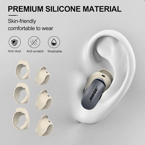 [3 أزواج] غطاء أطراف الأذن لسماعات الأذن Bose QuietComfort II (2022) وسماعات الأذن Bose QuietComfort Ultra (2023)، غطاء خطاف الأذن الرياضي من السيليكون، ملحقات أطراف الأذن البديلة المضادة للانزلاق (S، M، L) (وردي) in Kuwait