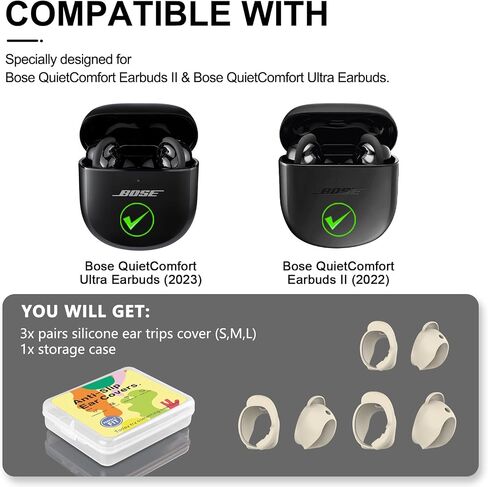 [3 أزواج] غطاء أطراف الأذن لسماعات الأذن Bose QuietComfort II (2022) وسماعات الأذن Bose QuietComfort Ultra (2023)، غطاء خطاف الأذن الرياضي من السيليكون، ملحقات أطراف الأذن البديلة المضادة للانزلاق (S، M، L) (وردي) in Kuwait