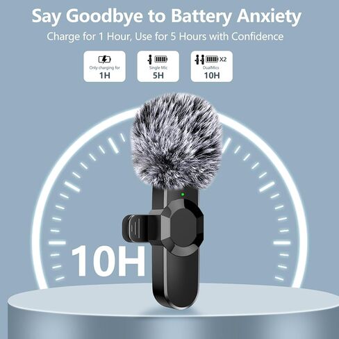 ميكروفونات Lavalier لاسلكية لأجهزة iPhone وiPad - ميكروفون تسجيل مكثف متعدد الاتجاهات لاسلكيًا لإجراء مقابلة فيديو وبودكاست ومدونة فيديو على YouTube in Kuwait