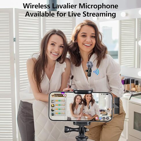 ميكروفونات Lavalier لاسلكية لأجهزة iPhone وiPad - ميكروفون تسجيل مكثف متعدد الاتجاهات لاسلكيًا لإجراء مقابلة فيديو وبودكاست ومدونة فيديو على YouTube in Kuwait