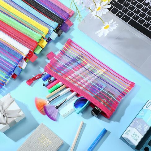 100 جهاز كمبيوتر شخصى زيبر شبكة الحقيبة قلم رصاص الحقيبة القلم حقيبة شبكة حقائب مستحضرات التجميل مع سحاب متعددة الأغراض السفر منظم أكياس شبكية للمدرسة اللوازم المكتبية السفر الملحقات in Kuwait