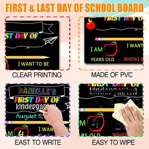 First and Last Day of School Chalkboard Double Sided First & Last Day of School Board for Kids Boys Girls Back to School Sign Reusable 1st Day of Preschool Pre-K Kindergarten Photo Prop Sign in Saudi Arabia