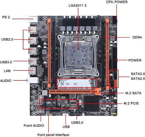 Ddr4 Gaming Motherboard, X99H Motherboard 4 Ddr4 Lga2011 3 Pin Support CPU V3 V4 Usb3.0 Sata Port Pc Mainboard for Desktop in Saudi Arabia