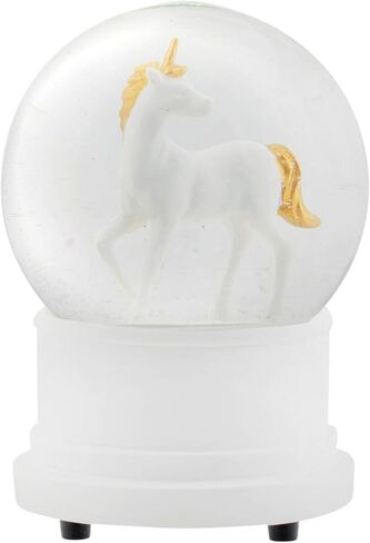Elanze Designs Pearl White Unicorn 100MM Sturdy Wind Up Musical Glitter Water Snow Globe Tabletop Dresser Nightstand Figurine Decoration Plays Tune You are My Sunshine in Saudi Arabia
