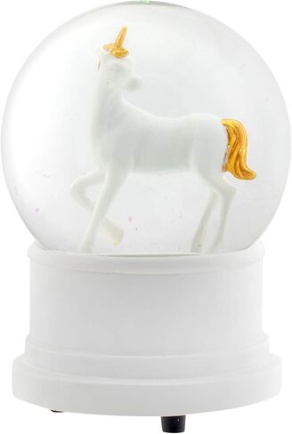 Elanze Designs Pearl White Unicorn 100MM Sturdy Wind Up Musical Glitter Water Snow Globe Tabletop Dresser Nightstand Figurine Decoration Plays Tune You are My Sunshine in Saudi Arabia