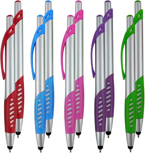 Stylus Pen, 2 in 1 Capacitive Stylus & Ballpoint Click Pen with Comfort Grip for Universal Touchscreen Devices,Tablets, iPad, iPhone 6,6 Plus, iPod, Android, Samsung Galaxy(Metallic 10 Pack) in Kuwait