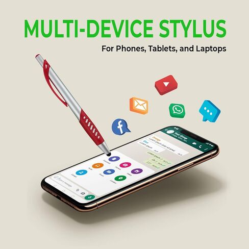 Stylus Pen, 2 in 1 Capacitive Stylus & Ballpoint Click Pen with Comfort Grip for Universal Touchscreen Devices,Tablets, iPad, iPhone 6,6 Plus, iPod, Android, Samsung Galaxy(Metallic 10 Pack) in Kuwait