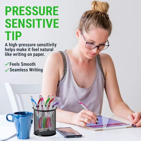 Stylus Pen, 2 in 1 Capacitive Stylus & Ballpoint Click Pen with Comfort Grip for Universal Touchscreen Devices,Tablets, iPad, iPhone 6,6 Plus, iPod, Android, Samsung Galaxy(Metallic 10 Pack) in Kuwait