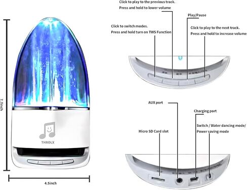 Water Dancing Speaker, Bluetooth Wireless Speaker, TWS Function Speakers, Portable Wireless Speaker, Perfect for a Christmas Party, Easter, Bt 5.3, Leisure and Relaxation in Saudi Arabia