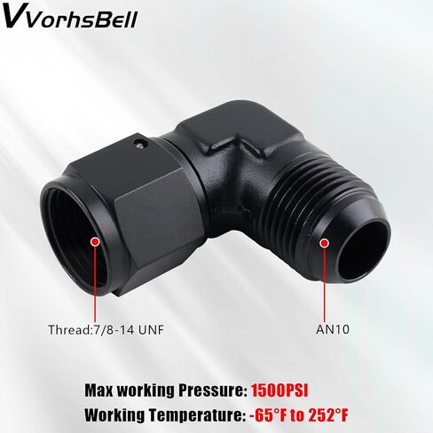 10AN Female to AN10 Male Flare 90 Degree Swivel Fitting Adapter Aluminium（Black） in Saudi Arabia