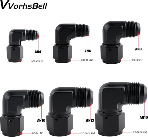 10AN Female to AN10 Male Flare 90 Degree Swivel Fitting Adapter Aluminium（Black） in Saudi Arabia
