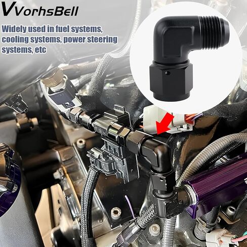 10AN Female to AN10 Male Flare 90 Degree Swivel Fitting Adapter Aluminium（Black） in Saudi Arabia