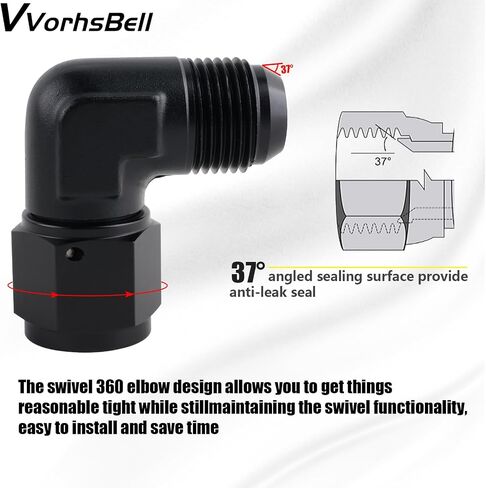 10AN Female to AN10 Male Flare 90 Degree Swivel Fitting Adapter Aluminium（Black） in Saudi Arabia