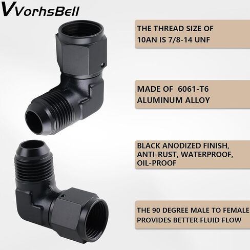 10AN Female to AN10 Male Flare 90 Degree Swivel Fitting Adapter Aluminium（Black） in Saudi Arabia