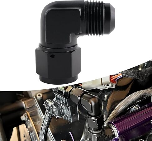 10AN Female to AN10 Male Flare 90 Degree Swivel Fitting Adapter Aluminium（Black） in Saudi Arabia