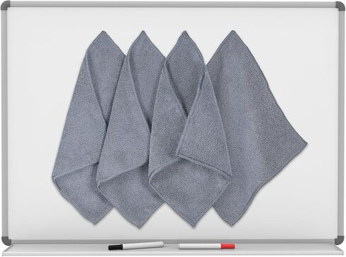 4 Pcs Magnetic Microfiber Cleaning Cloth Dry Erasers for Whiteboards Magnetic Towel Reusable Washable Rags for Classroom Office Home Supplies 10'' X 10''(Gray) in Kuwait