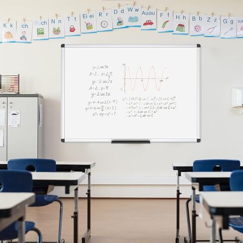 لوح المسح الجاف من VIZ-PRO، ميلامين، 24 × 18 بوصة، 3 عبوات، إطار من الألومنيوم الفضي in Kuwait