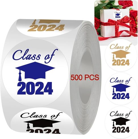 500 قطعة من ملصقات التخرج لعام 2024، 3 أنماط من الألوان (أسود، أزرق، ذهبي)، تهانينا للخريجين، ملصقات تخرج 2024، ملصقات ملصقات أختام مقاس 1.5 بوصة مستديرة in Saudi Arabia