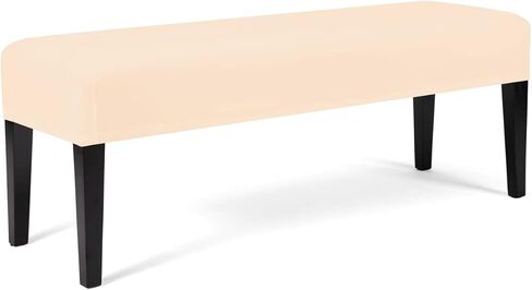 WOMACO Dining Room Bench Covers Stretch Spandex Upholstered Bench Seat Cushion Slipcovers for Kitchen Dining Bench Seat Protector (Black, Large) in Kuwait