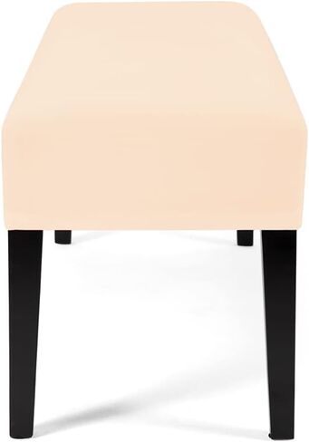 WOMACO Dining Room Bench Covers Stretch Spandex Upholstered Bench Seat Cushion Slipcovers for Kitchen Dining Bench Seat Protector (Black, Large) in Kuwait