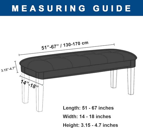 WOMACO Dining Room Bench Covers Stretch Spandex Upholstered Bench Seat Cushion Slipcovers for Kitchen Dining Bench Seat Protector (Black, Large) in Kuwait